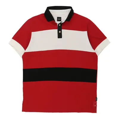 Hugo Boss Striped Polo Shirt - Large Red Cotton