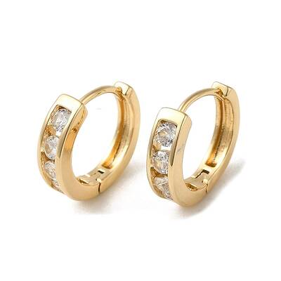 Brass Micro Pave Cubic Zirconia Hoop Earring
