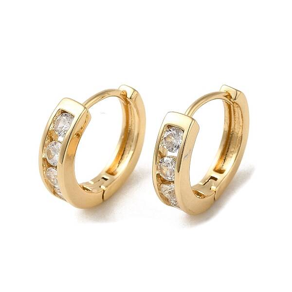 Brass Micro Pave Cubic Zirconia Hoop Earring