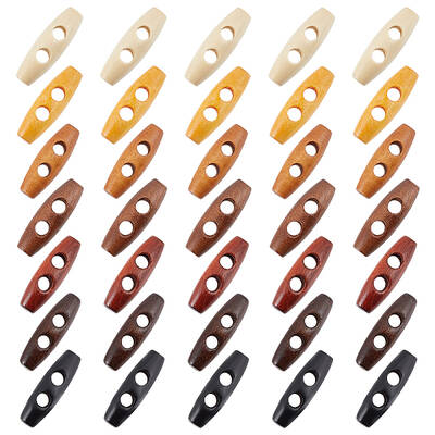 70pcs 7 colors Natural Wood Buttons