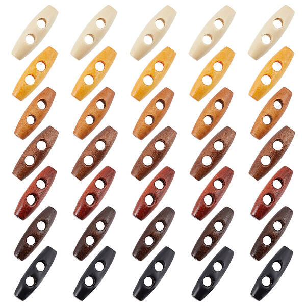 70pcs 7 colors Natural Wood Buttons