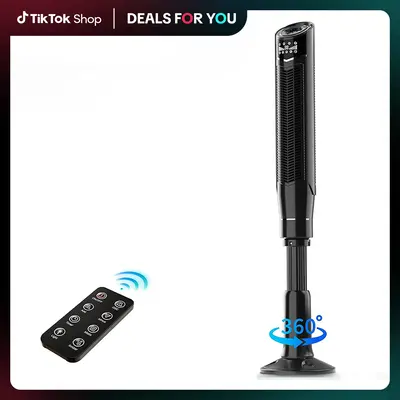ZAFRO Tower Fan Quiet Cooling 24H Timer Remote Control Powerful Standing 8 Wind Speed 3 Wind Modes Ionizer Mode Bladeless Flo...