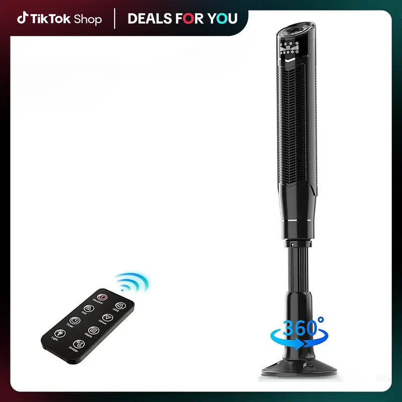 ZAFRO Tower Fan Quiet Cooling 24H Timer Remote Control Powerful Standing 8 Wind Speed 3 Wind Modes Ionizer Mode Bladeless Flo...