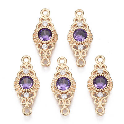 Brass Micro Pave Cubic Zirconia Links Connectors