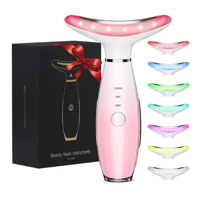 7 Color Facial & Neck Face Massager, 1 Box Portable Vibrating Neck & Face Massager Tools, Electric Facial Skin Care Tool, Fac...