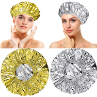 TiendaStore Reusable Hair Processing Caps - Golden & Silvery Aluminum Foil Caps for Deep Conditioning, Coloring & Shower Use ...