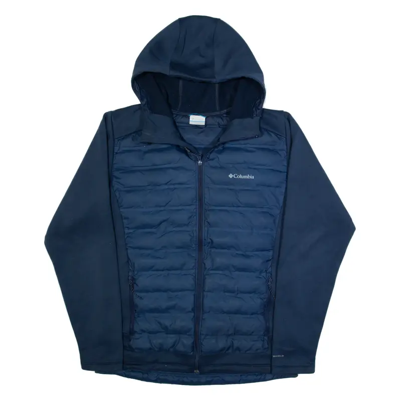 COLUMBIA Mens Puffer Jacket Blue Hooded M