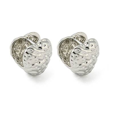 Textured Heart Rack Plating Brass Hoop Earrings