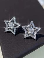 Star Design Rhinestone Decorated Stud Earrings, Fashionable Jewelry for Women & Men, Trendy All-match & Exquisite Jewelry for...