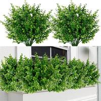 Outdoor Artificial Flowers 12 Bundles - UV Resistant Boxwood Bush, Fake Plant, Imitation Plastic Green Plant for Farmhouse Ga...