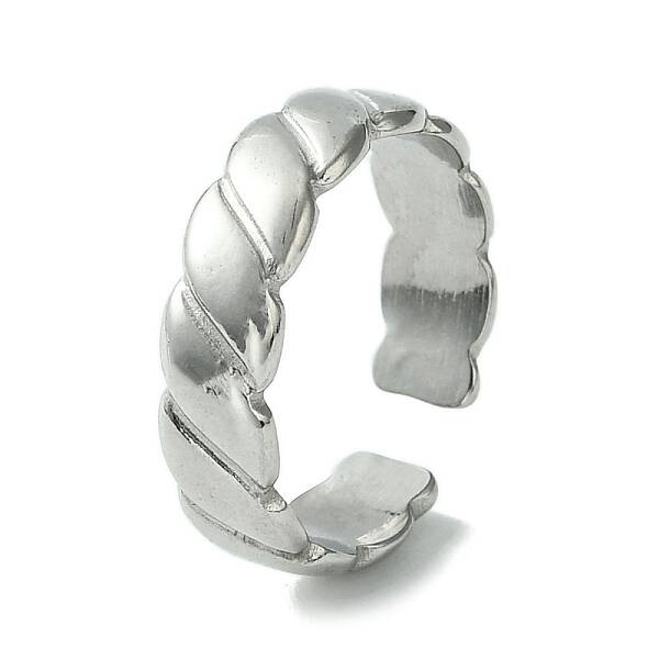 Non-Tarnish 304 Stainless Steel Grooved Open Cuff Ring