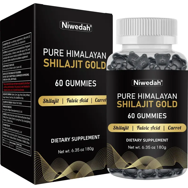 Cordyceps & Shilajit Gold Gummies - 60 Gummies, Rich in Fulvic Acid, Minerals & Carrot Extract | Dietary Supplement for Men &...