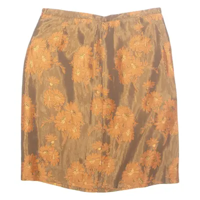 Womens Straight Skirt Orange Knee Length Floral M