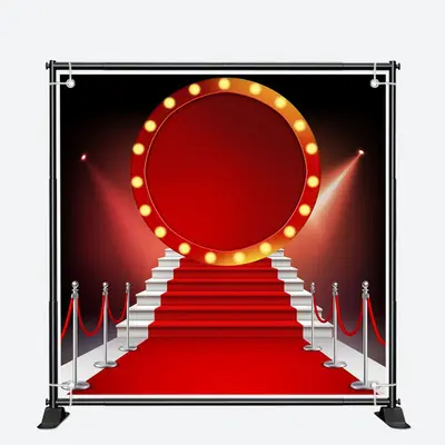 Red Carpet Spotlight Round Light Sign Dance Backdrop - Aperturee