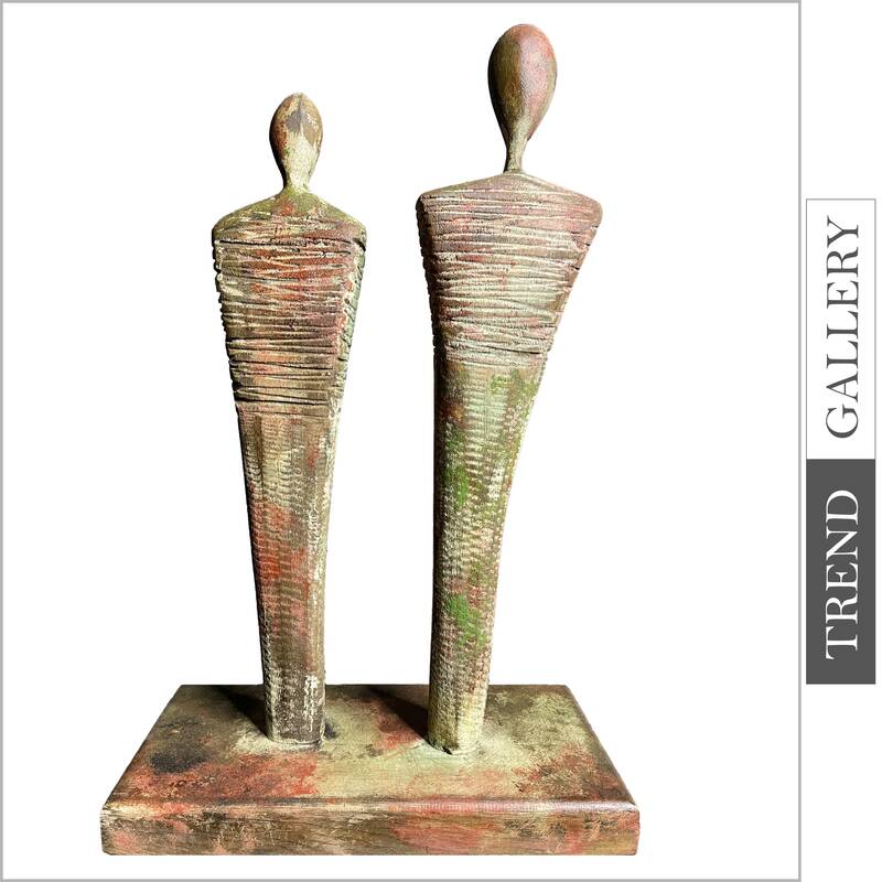 Creative Wood Sculpture Original Hand Carved Couple in Love Modern Table Figurine for Home Decor | DUET 12"x17"