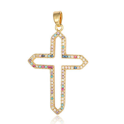 Brass Micro Pave Colorful Cubic Zirconia Pendants
