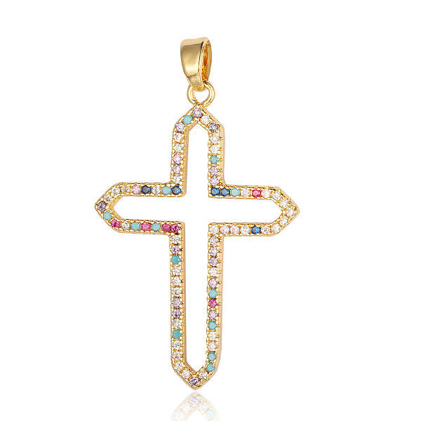 Brass Micro Pave Colorful Cubic Zirconia Pendants