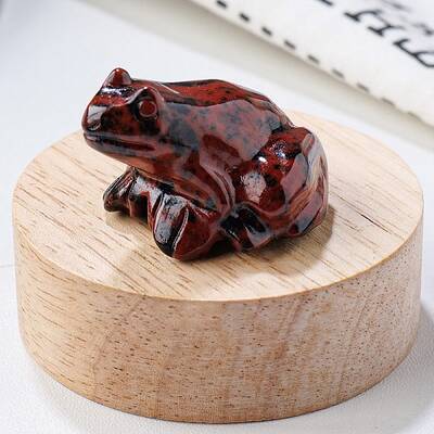 Natural Mahogany Obsidian Carved Healing Frog Figurines