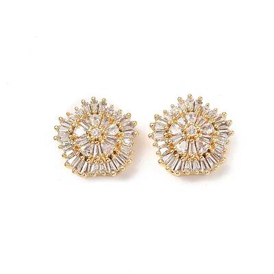Brass Micro Pave Cubic Zirconia Beads