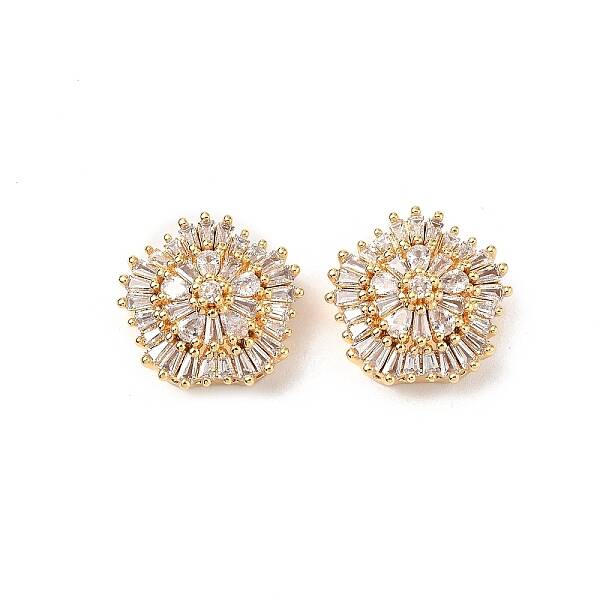 Brass Micro Pave Cubic Zirconia Beads