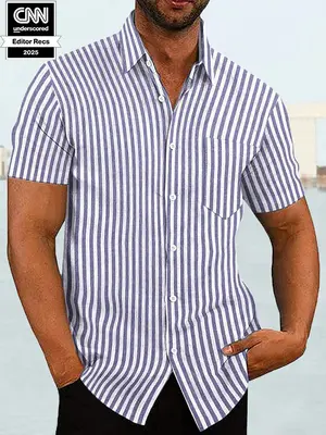 Short Sleeve Casual Shirt (US Only), Dark Gray Stripe / XXXL