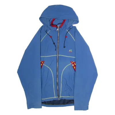 ASICS Mens Rain Jacket Blue 90s Hooded L