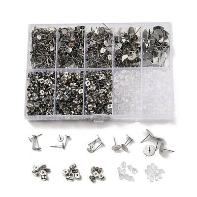 Non-Tarnish 304 Stainless Steel Earring Needle with 201 Stainless Steel Earring Nuts