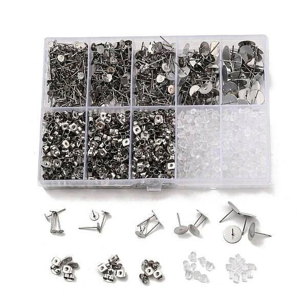 Non-Tarnish 304 Stainless Steel Earring Needle with 201 Stainless Steel Earring Nuts