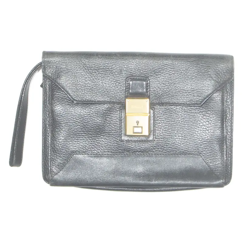 BALLY Womens Clutch Bag Black Leather