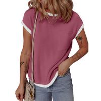Encolax Womens T Shirts Short Sleeve Crewneck Basic Tee Shirts Casual Loose Fit Summer Ribbed Tops
