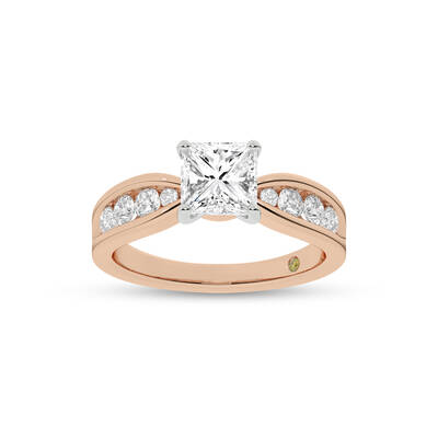 Verve Channel Set Bow Tied Shaped Princess Cut Lab Diamond Engagement Ring | 14K Rose Gold 2 CT. TW.
