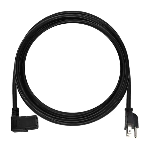 7685 Monoprice Right Angle Power Cord NEMA 5-15P to Right Angle IEC 60320 C13 14AWG 15A/1875W SJT 125V Black 10ft