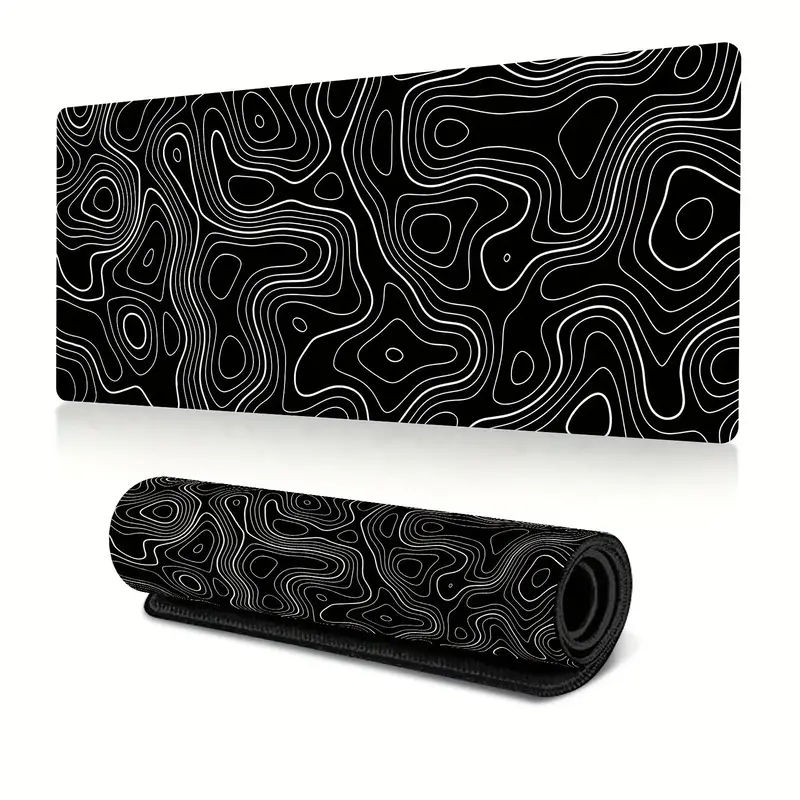 Line Pattern Cozy Gaming Mouse Pad, Large Size Mouse & Keyboard Mat with Stitched Edge, Non-slip Desk Mat for Home Office