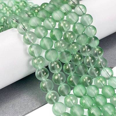 Frosted Transparent Glass Bead Strands