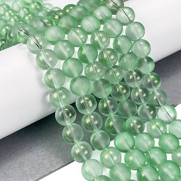 Frosted Transparent Glass Bead Strands