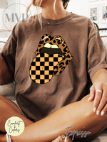 Cheetah Checker Lips Comfort Color Tshirt,