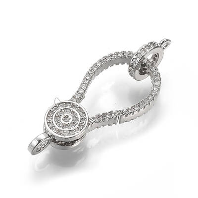 Brass Micro Pave Cubic Zirconia Lobster Claw Clasps