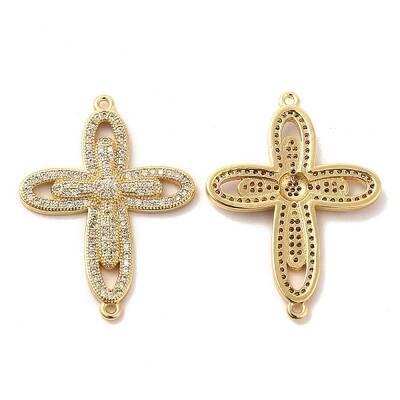 Brass Micro Pave Clear Cubic Zirconia Connetor Charms