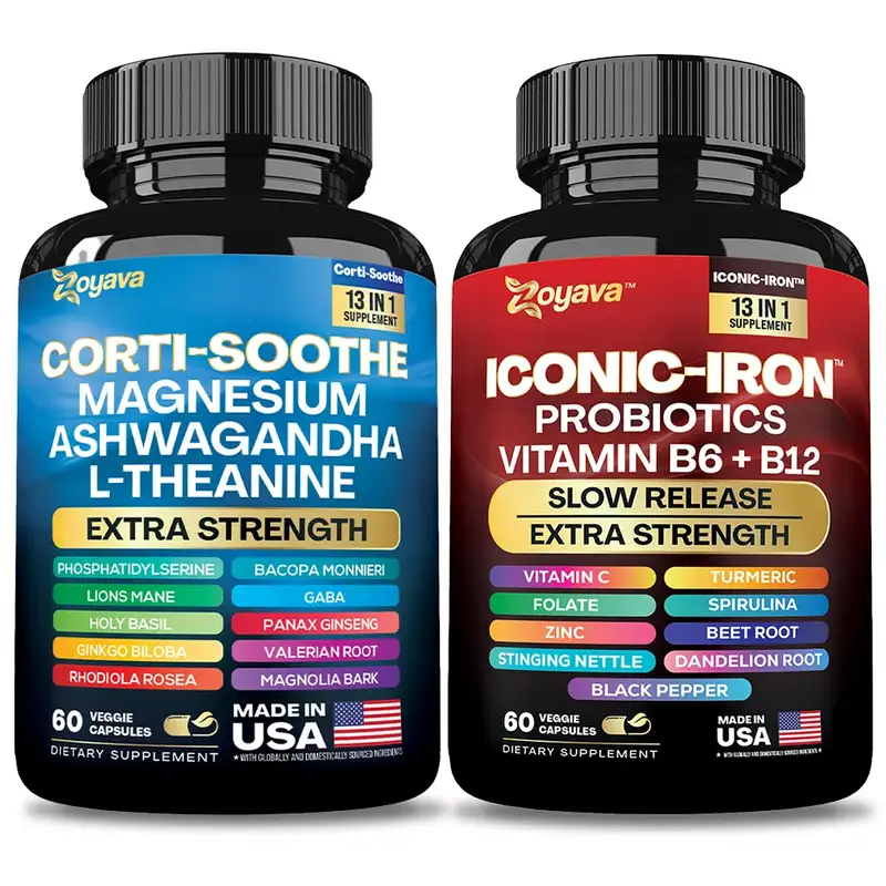Soothing Strength Set - Zoyava Corti-Soothe & Iconic-Iron All-in-One Supplement Combo with Extra Strength Ingredients - MADE ...