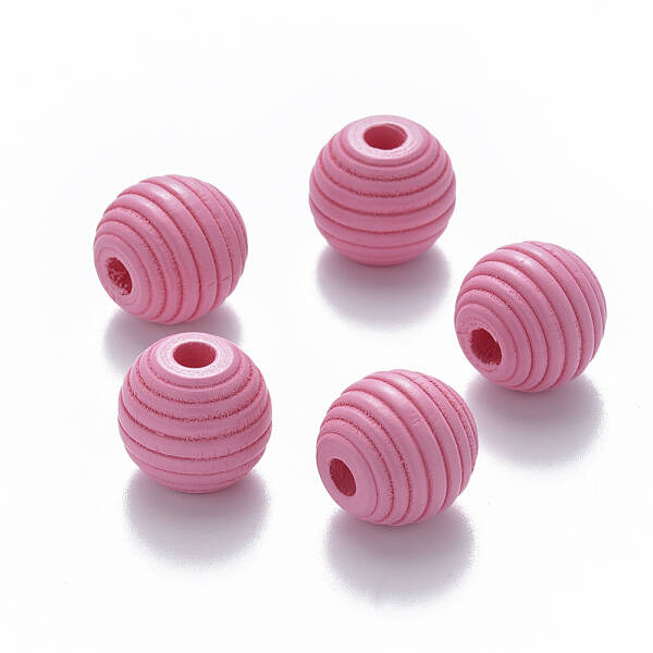 Painted Natural Wood Beehive European Beads