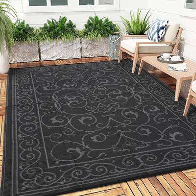 Garvee 9x12 Outdoor Rug Plastic Straw Waterproof Reversible Lightweight Foldable Patio Porch Backyard Camping