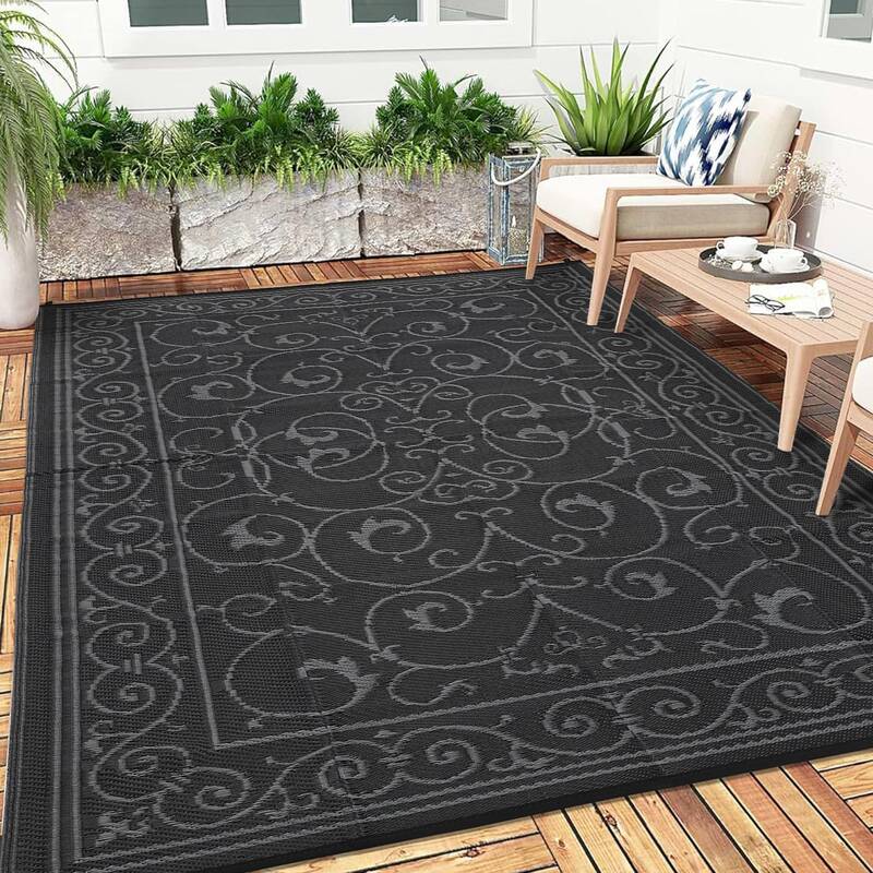 Garvee 9x12 Outdoor Rug Plastic Straw Waterproof Reversible Lightweight Foldable Patio Porch Backyard Camping