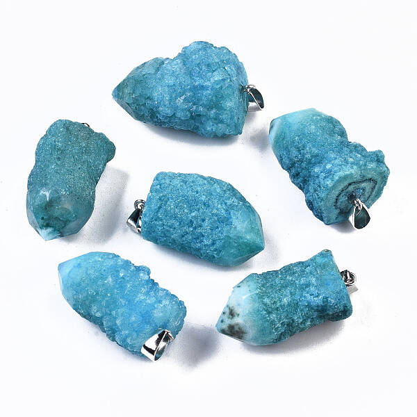 Rough Raw Electroplate Natural Druzy Agate Pendants