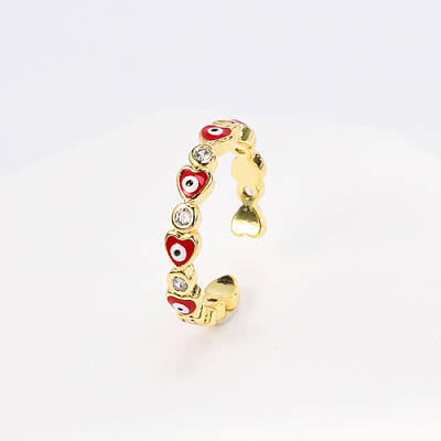Brass Micro Pave Cubic Zirconia Open Cuff Rings with Enamel