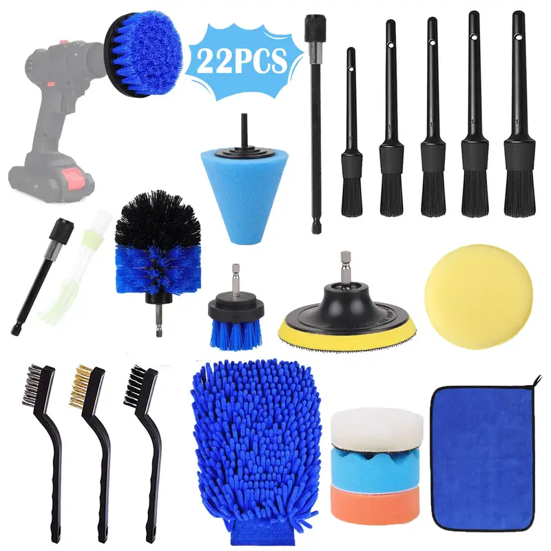 22Pcs Car Detailing Brush Set, Car Detailing Kit, Car Detailing Brushes, Car Cleaning Kit (without Drill), Car Windshield Cle...