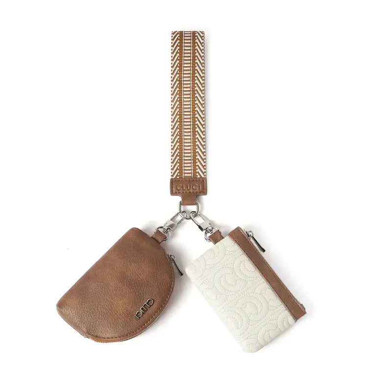 CLUCI falldealsforyou Dual Pouch Wristlet Wallet for Women Clutch Zipper Coin Purse Detachable Keychain Wallet Mini Zip Gift ...