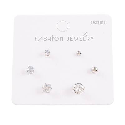 6 Pcs Brass Mirco Pave Clear Cubic Zirconia Ear Studs