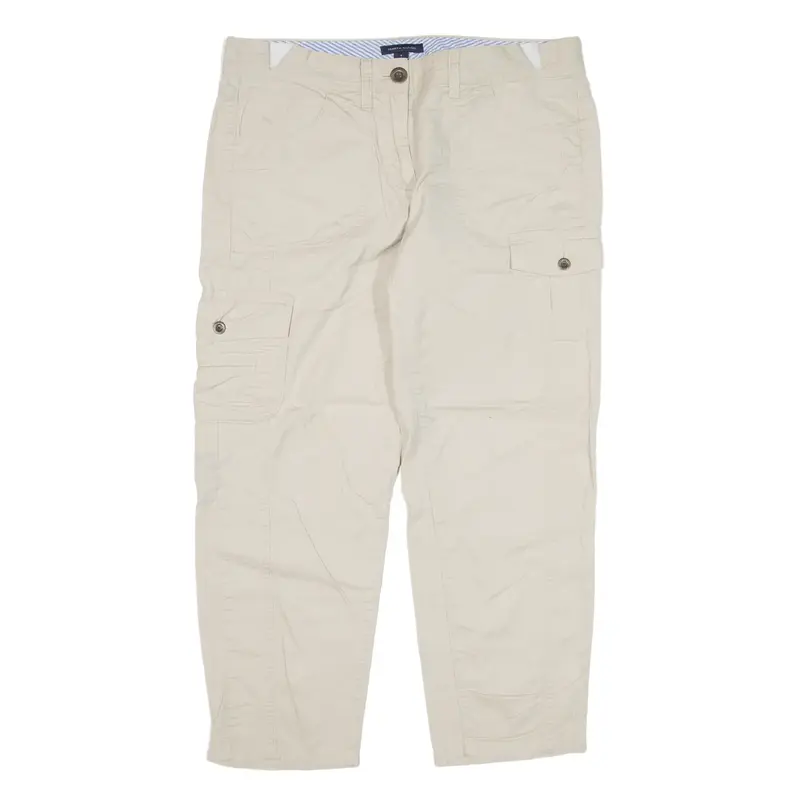 TOMMY HILFIGER Cargo Trousers Beige Relaxed Tapered Womens W34 L25