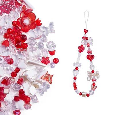 150 Pieces Random Rose Acrylic Beads Bear Pastel Spacer Beads Butterfly Loose Beads for Jewelry Keychain Phone Lanyard Making