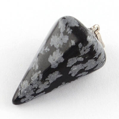 Natural Snowflake Obsidian Stone Pendants with Platinum Plated Iron Findings